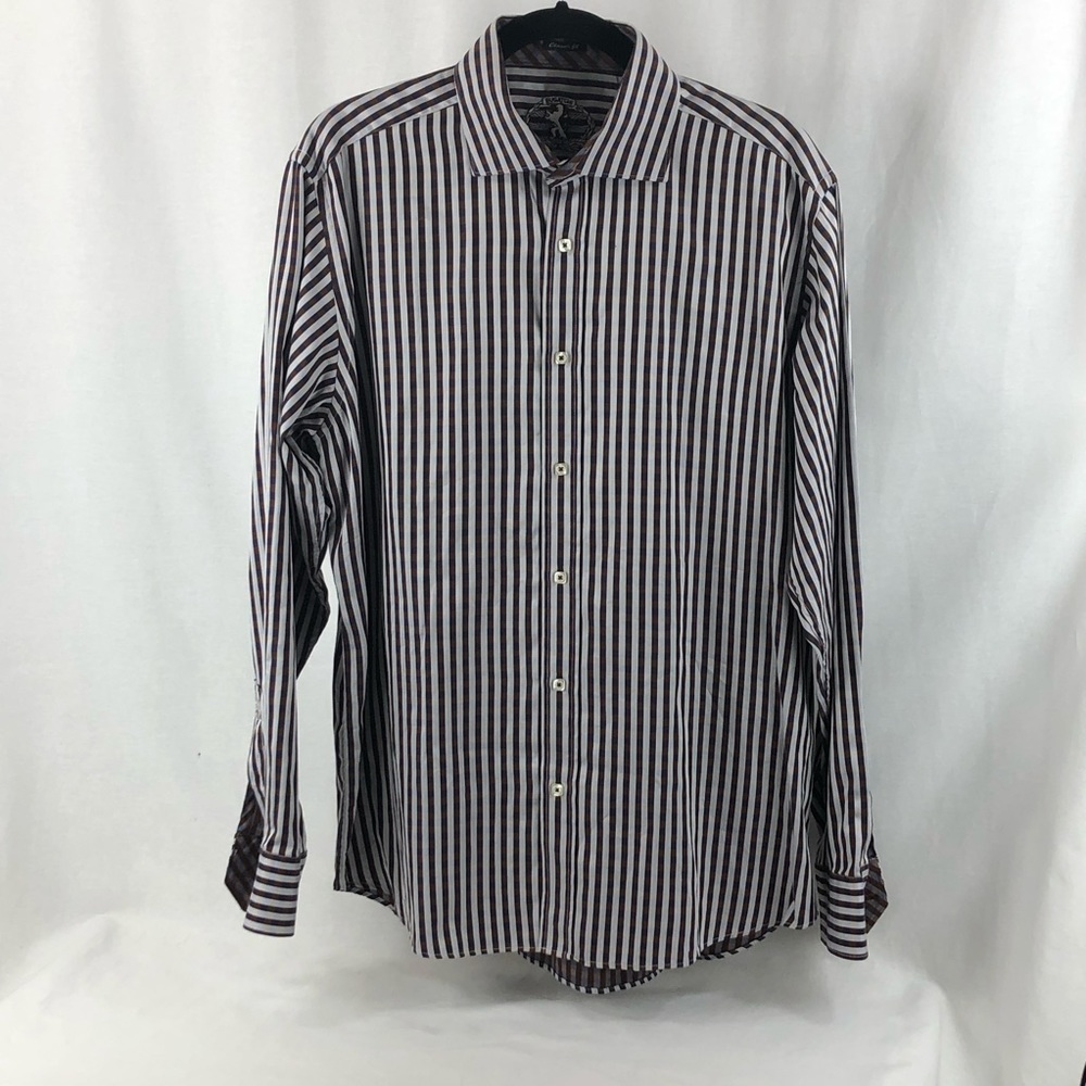 Bugatchi Nice Striped Button Up Collared Shirt - image 1